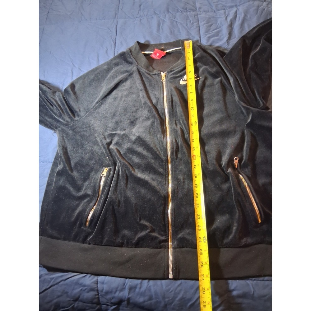 Vintage Y2K Nike Women's Charcoal Black Sportswear Velour Track Jacket Sz 2XL - Picture 3 of 6